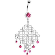Load image into Gallery viewer, Passion Pink Diamond Cascade Chandelier Belly Ring
