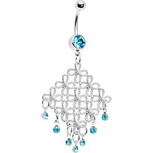 Load image into Gallery viewer, Aqua Diamond Cascade Chandelier Belly Ring
