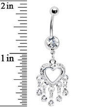 Load image into Gallery viewer, Love Drops Clear Heart Chandelier Belly Ring
