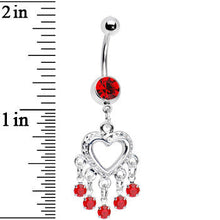 Load image into Gallery viewer, Love Drops Crimson Heart Chandelier Belly Ring

