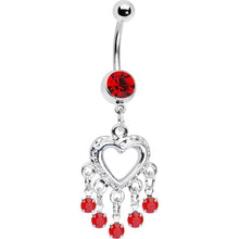 Load image into Gallery viewer, Love Drops Crimson Heart Chandelier Belly Ring
