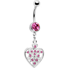 Load image into Gallery viewer, Pink Crystal Accent Fill My Heart Belly Ring
