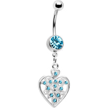 Load image into Gallery viewer, Blue Crystal Accent Fill My Heart Belly Ring
