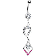 Load image into Gallery viewer, Clear Gem Lucky Pink Gem Drop Belly Ring
