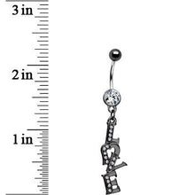 Load image into Gallery viewer, Midnight Love Dangle Clear Gem Belly Ring
