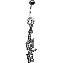 Load image into Gallery viewer, Midnight Love Dangle Clear Gem Belly Ring
