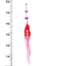 Load image into Gallery viewer, Trendsetter Pink and Red Feather Belly Ring
