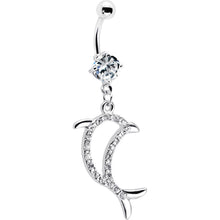 Load image into Gallery viewer, Crystalline Gem Hollow Dolphin Belly Ring
