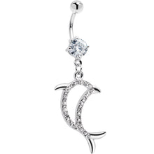 Load image into Gallery viewer, Crystalline Gem Hollow Dolphin Belly Ring

