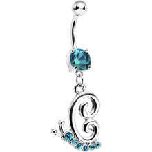 Load image into Gallery viewer, Zircon Blue Gem Snail Dangle Belly Ring
