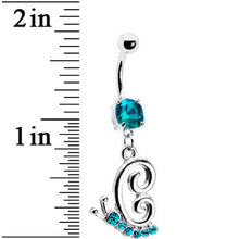 Load image into Gallery viewer, Zircon Blue Gem Snail Dangle Belly Ring
