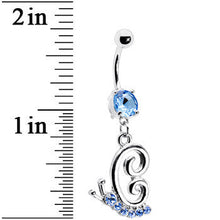 Load image into Gallery viewer, Light Blue Gem Snail Dangle Belly Ring
