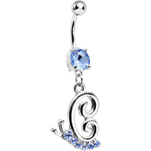 Load image into Gallery viewer, Light Blue Gem Snail Dangle Belly Ring
