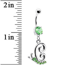 Load image into Gallery viewer, Peridot Green Gem Snail Dangle Belly Ring
