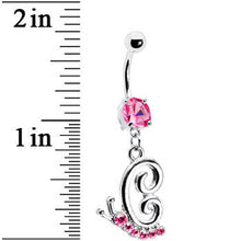 Load image into Gallery viewer, Pink Gem Snail Dangle Belly Ring
