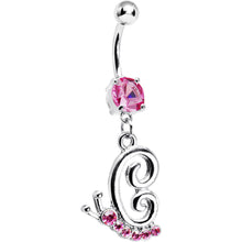 Load image into Gallery viewer, Pink Gem Snail Dangle Belly Ring

