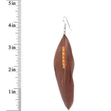 Load image into Gallery viewer, Tawny Feather and Crystal Earrings
