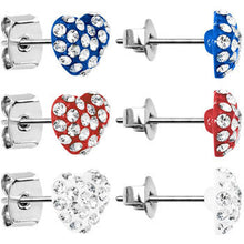 Load image into Gallery viewer, 6mm Gem Heart Stud Earring Set
