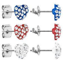 Load image into Gallery viewer, 6mm Gem Heart Stud Earring Set
