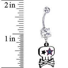 Load image into Gallery viewer, Starry Eyed Skull and Crossbones Belly Ring
