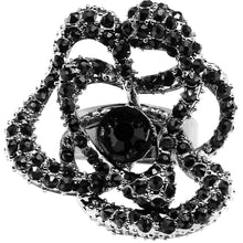 Load image into Gallery viewer, Midnight Crystal Flower Adjustable Ring
