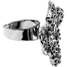 Load image into Gallery viewer, Midnight Crystal Flower Adjustable Ring
