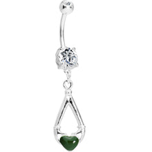 Load image into Gallery viewer, Green Heart Claddagh Belly Ring
