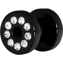Load image into Gallery viewer, 4G Black Acrylic with Clear Jeweled Flesh Tunnel
