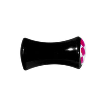 Load image into Gallery viewer, 6G Black Acrylic Pink and White Checkerboard Saddle Plug
