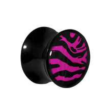 Load image into Gallery viewer, 9/16 Acrylic Pink Black Zebra Saddle Plug
