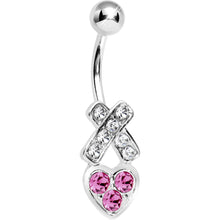 Load image into Gallery viewer, Hugs and Kisses Paved Heart Belly Ring
