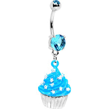 Load image into Gallery viewer, Blue Gem Starry Sprinkles Cupcake Belly Ring
