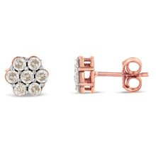 Load image into Gallery viewer, 10K Rose Gold Diamond Floral Stud Earrings (0.5 cttw, J-K Color, I1-I2 Clarity)
