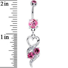 Load image into Gallery viewer, Pink Gem Heart Twist Belly Ring
