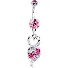 Load image into Gallery viewer, Pink Gem Heart Twist Belly Ring

