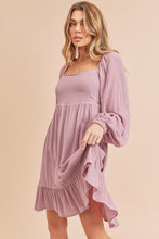 Load image into Gallery viewer, New Summer Ruffled Hem Square Neck Balloon Sleeve Mini Dress For Women - Trendy, Feminine &amp; Chic with Playful Details
