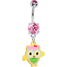 Load image into Gallery viewer, Pink Gem Cutie pie Owl Belly Ring
