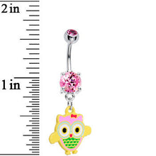 Load image into Gallery viewer, Pink Gem Cutie pie Owl Belly Ring
