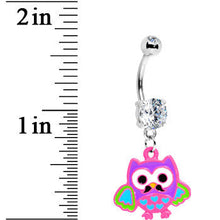 Load image into Gallery viewer, Double Gem Mustache Owl Belly Ring
