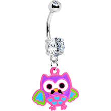 Load image into Gallery viewer, Double Gem Mustache Owl Belly Ring
