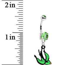 Load image into Gallery viewer, Peridot Gem Sparrow Dive Belly Ring

