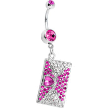 Load image into Gallery viewer, Fuchsia Gem Love Letter Dangle Belly Ring
