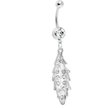 Load image into Gallery viewer, Crystalline Gem Shimmering Leaf Dangle Belly Ring
