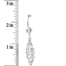 Load image into Gallery viewer, Crystalline Gem Shimmering Leaf Dangle Belly Ring
