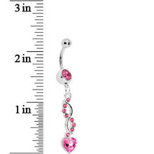 Load image into Gallery viewer, Pink Spiral Twist Heart Belly Ring
