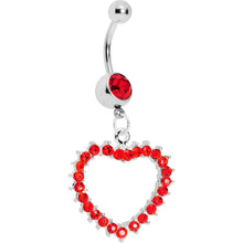 Load image into Gallery viewer, Passionate Red Gem Paved Hollow Heart Belly Ring
