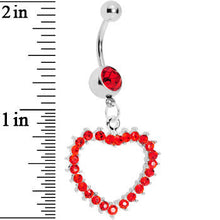 Load image into Gallery viewer, Passionate Red Gem Paved Hollow Heart Belly Ring
