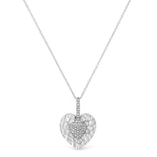 Load image into Gallery viewer, .925 Sterling Silver Pave-Set Diamond Accent Heart Shape 18" Pendant Necklace (I-J Color, I1-I2 Clarity)
