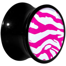 Load image into Gallery viewer, 5/8 Acrylic Pink White Zebra Saddle Plug
