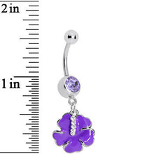 Load image into Gallery viewer, Lavender Cubic Zirconia Poppy Flower Belly Ring
